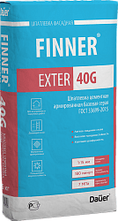 FINNER® EXTER 40G Шпатлевка цементная армированная базовая серая 180/7,0/F50 ГОСТ 33699